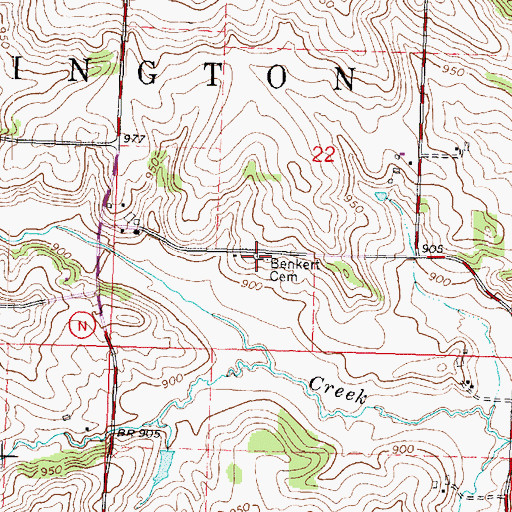 Topographic Map of Benkert Cemetery, WI