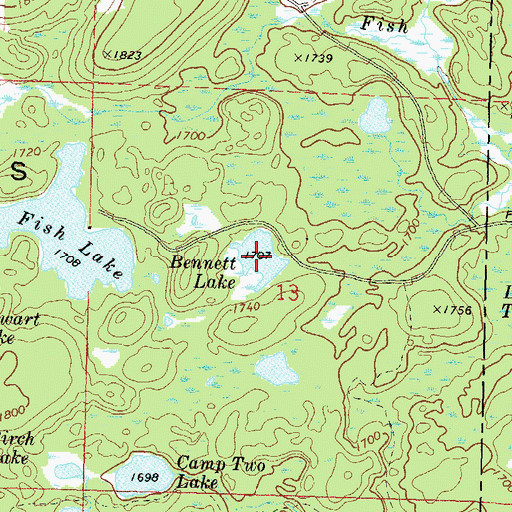 Topographic Map of Bennett Lake, WI