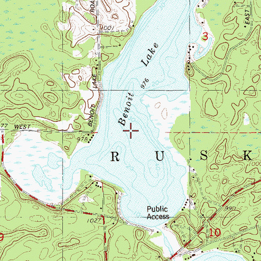 Topographic Map of Benoit Lake, WI