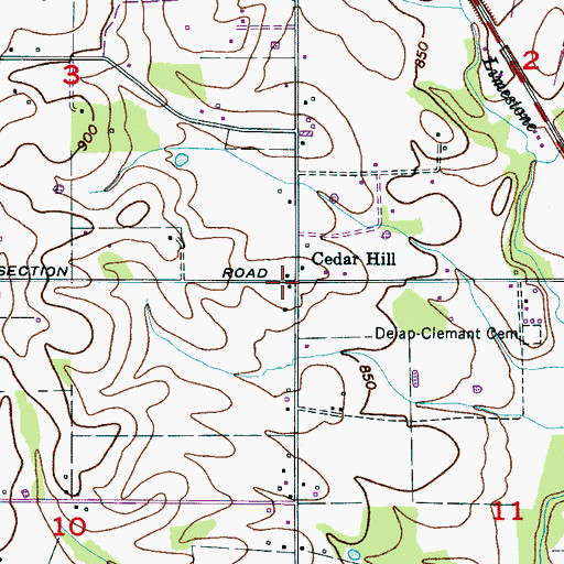 Topographic Map of Cedar Hill, AL