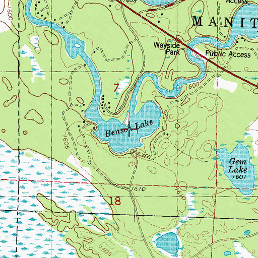 Topographic Map of Benson Lake, WI