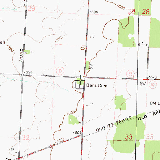 Topographic Map of Bent Cemetery, WI