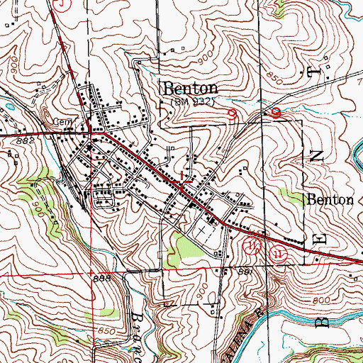 Topographic Map of Benton, WI