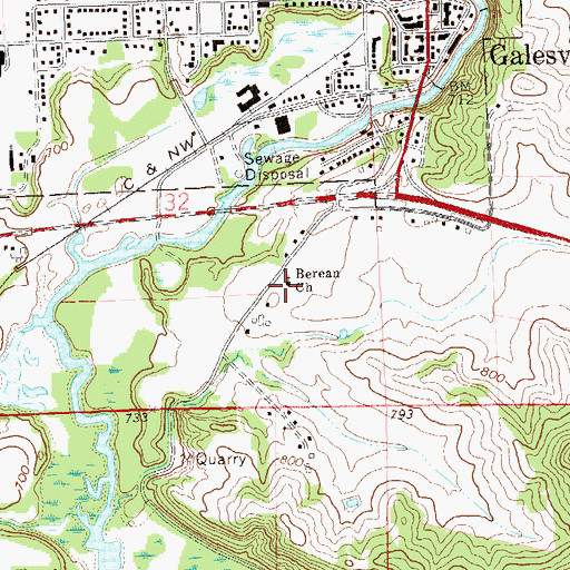 Topographic Map of Berean Church, WI
