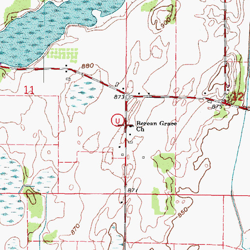 Topographic Map of Berean Grace Church, WI