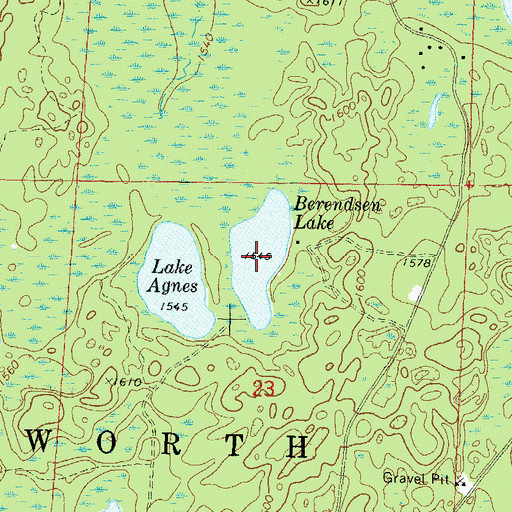 Topographic Map of Berendsen Lake, WI