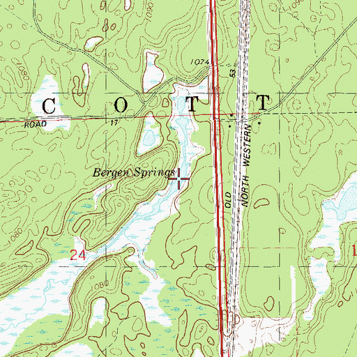 Topographic Map of Bergen Springs, WI