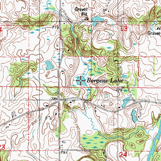 Topographic Map of Bergene Lake, WI