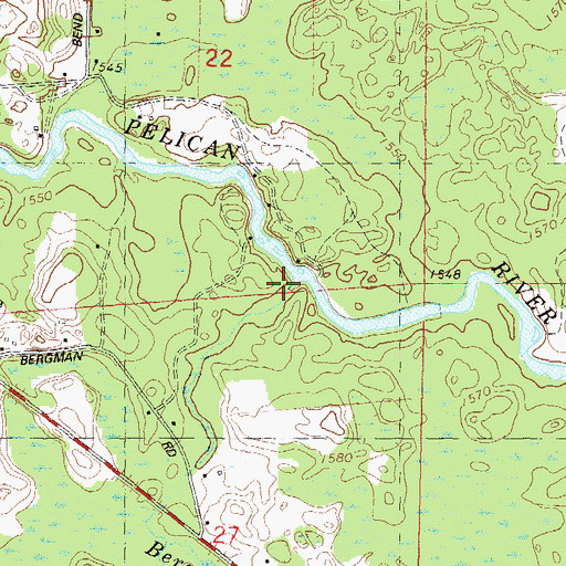Topographic Map of Bergman Creek, WI