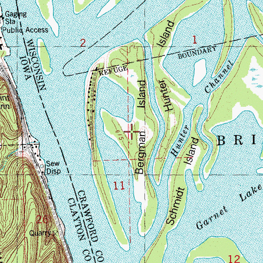 Topographic Map of Bergman Island, WI
