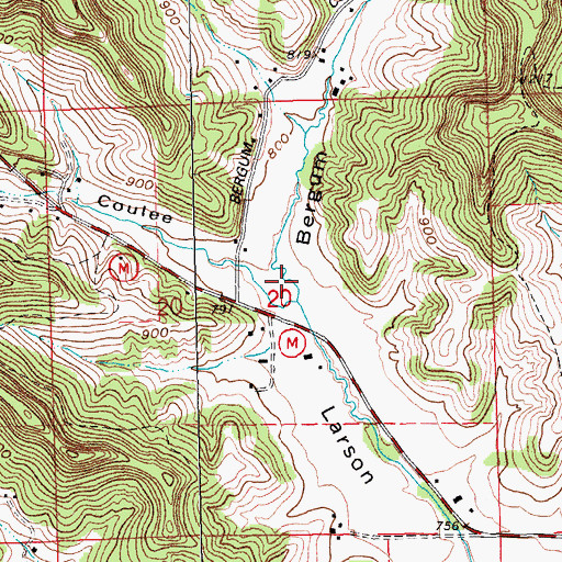 Topographic Map of Bergum Coulee, WI
