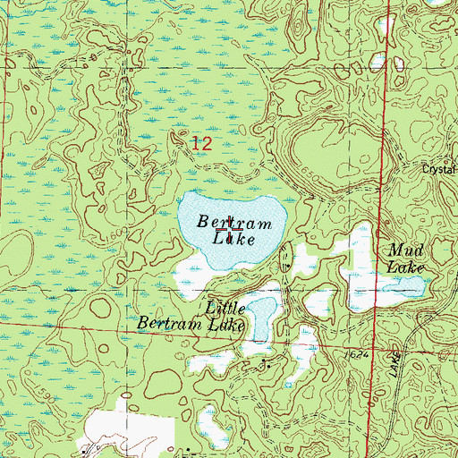 Topographic Map of Bertram Lake, WI