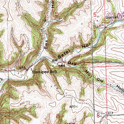 Topographic Map of Betel Hollow, WI