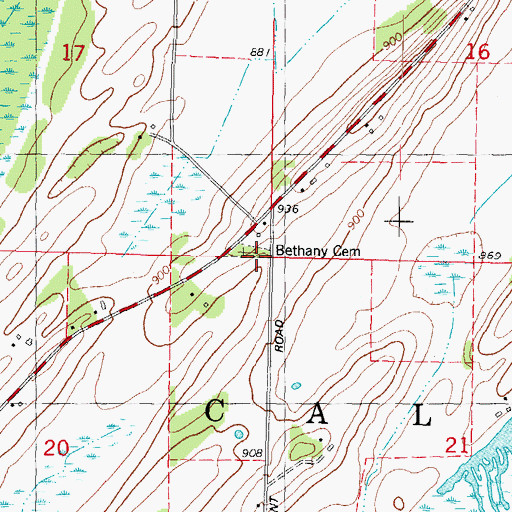 Topographic Map of Bethany Cemetery, WI