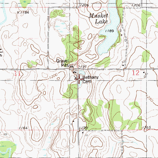 Topographic Map of Bethany Cemetery, WI
