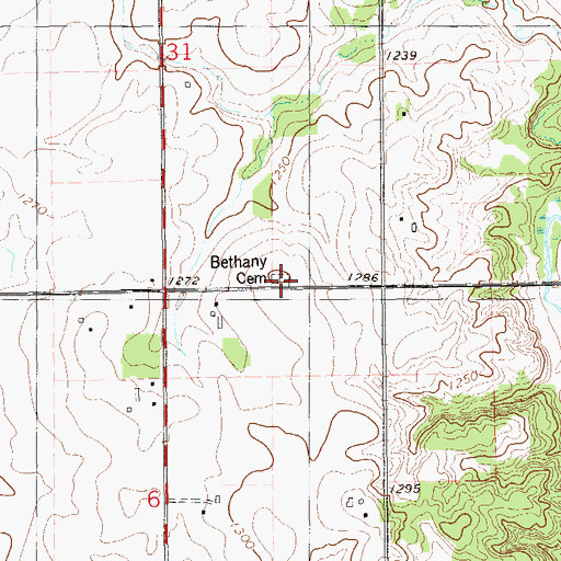 Topographic Map of Bethany Cemetery, WI