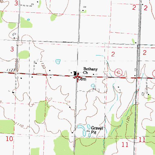 Topographic Map of Bethany Church, WI