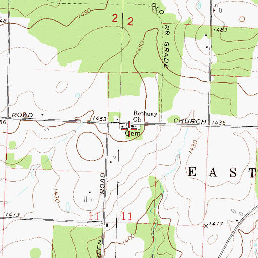 Topographic Map of Bethany Church, WI