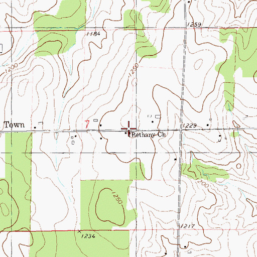 Topographic Map of Bethany Church, WI
