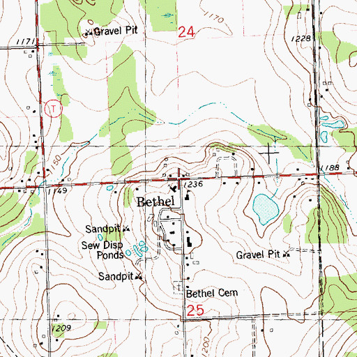 Topographic Map of Bethel, WI