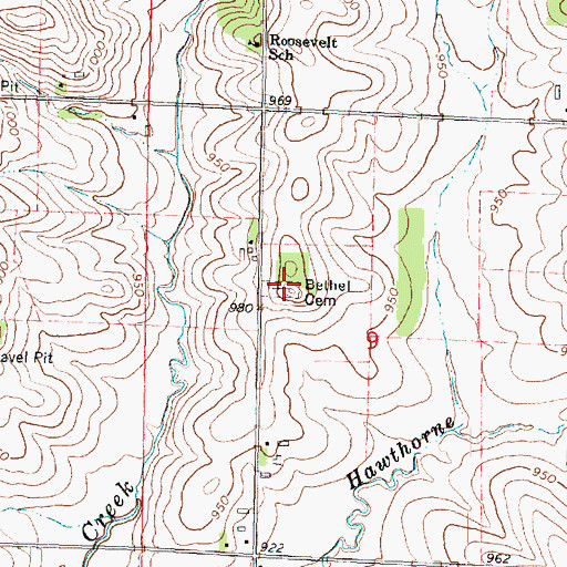 Topographic Map of Bethel Cemetery, WI