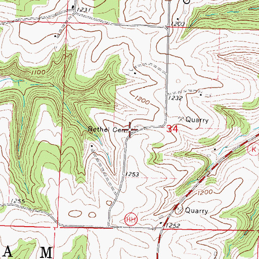Topographic Map of Bethel Cemetery, WI