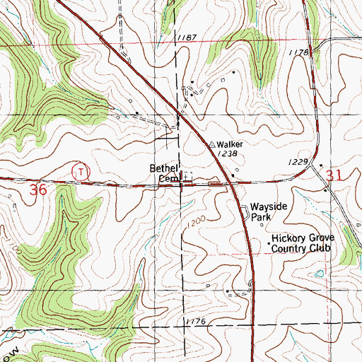 Topographic Map of Bethel Cemetery, WI