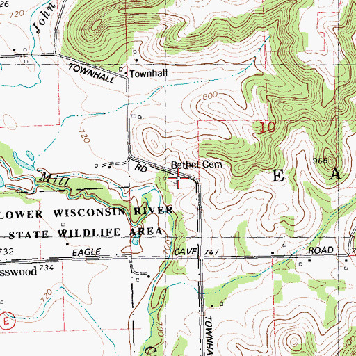 Topographic Map of Bethel Cemetery, WI