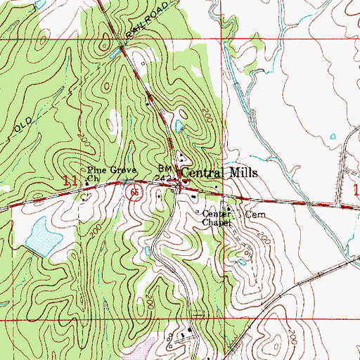 Topographic Map of Central Mills, AL
