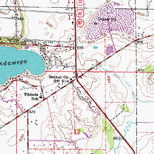 Topographic Map of Bethel United Methodist Church, WI