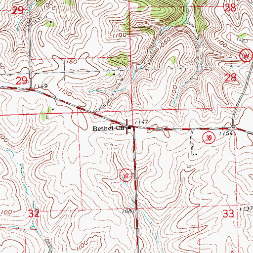 Topographic Map of Bethel Church, WI