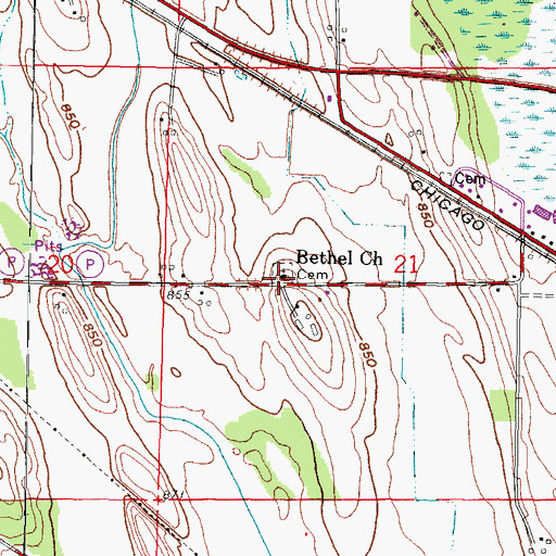 Topographic Map of Bethel Church, WI