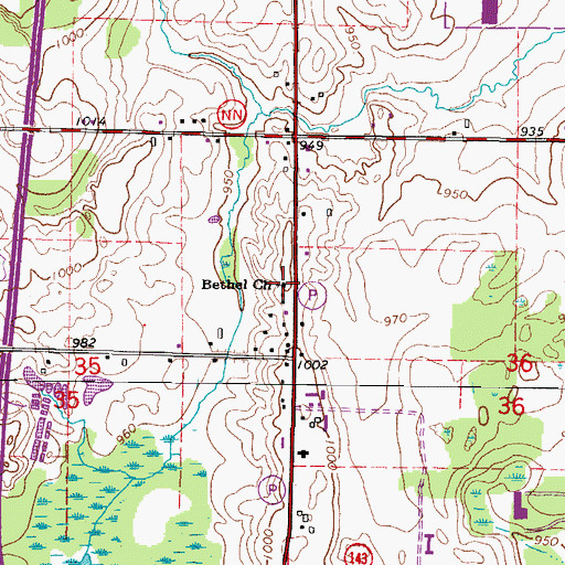 Topographic Map of Bethel Church, WI