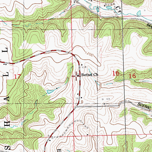 Topographic Map of Bethel Church, WI