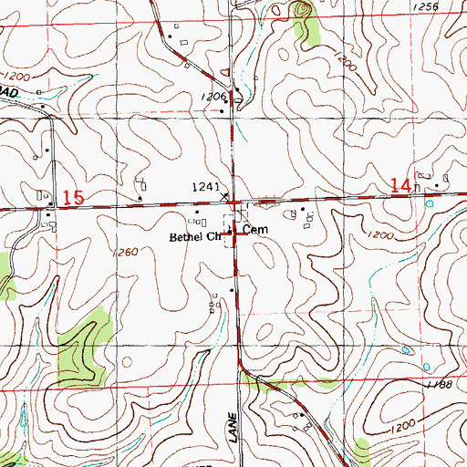 Topographic Map of Bethel Church, WI