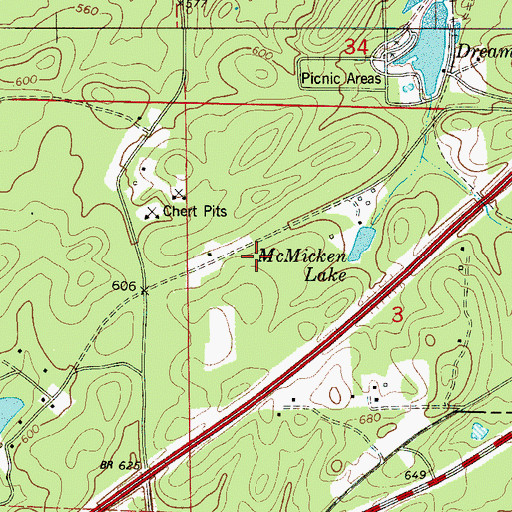 Topographic Map of Chambers, AL
