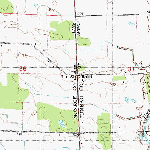 Topographic Map of Bethel Church, WI