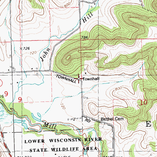 Topographic Map of Bethel School (historical), WI