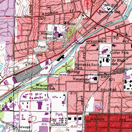 Topographic Map of Bethesda Spring Park, WI