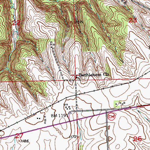 Topographic Map of Bethlehem Church, WI