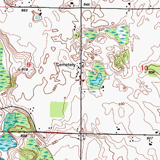 Topographic Map of Bethlehem Church, WI