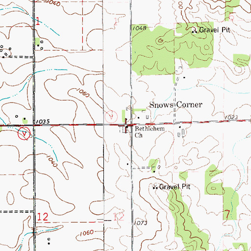 Topographic Map of Bethlehem Lutheran Church, WI