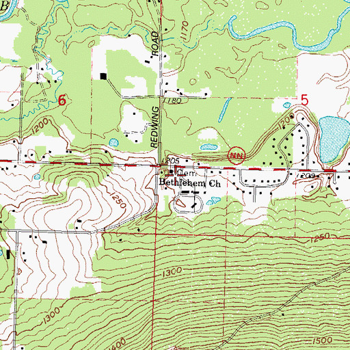 Topographic Map of Bethlehem Church, WI