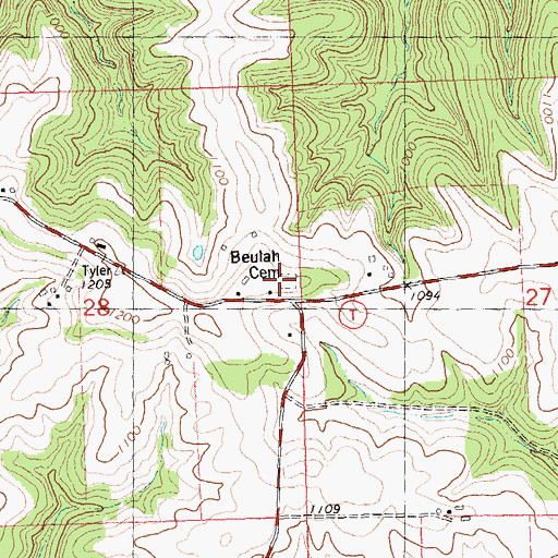 Topographic Map of Beulah Cemetery, WI