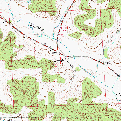 Topographic Map of Beulah Wesleyan Church, WI