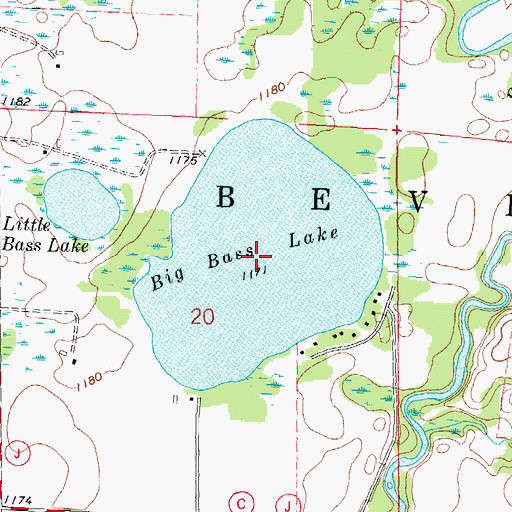 Topographic Map of Big Bass Lake, WI