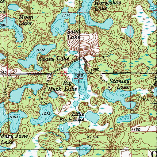 Topographic Map of Big Buck Lake, WI