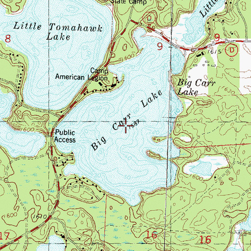 Topographic Map of Big Carr Lake, WI