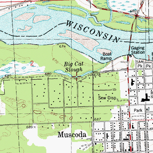 Topographic Map of Big Cat Slough, WI