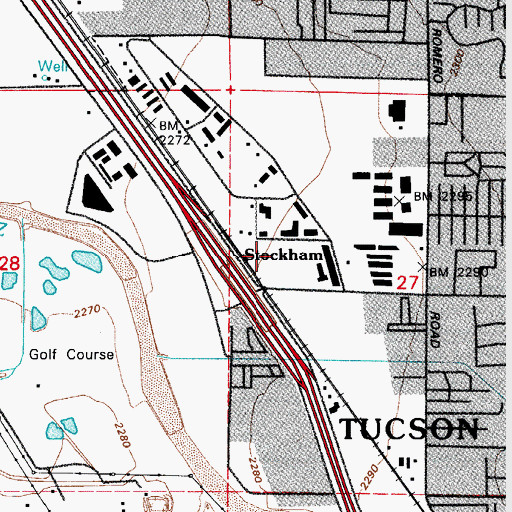 Topographic Map of Stockham Railroad Station, AZ